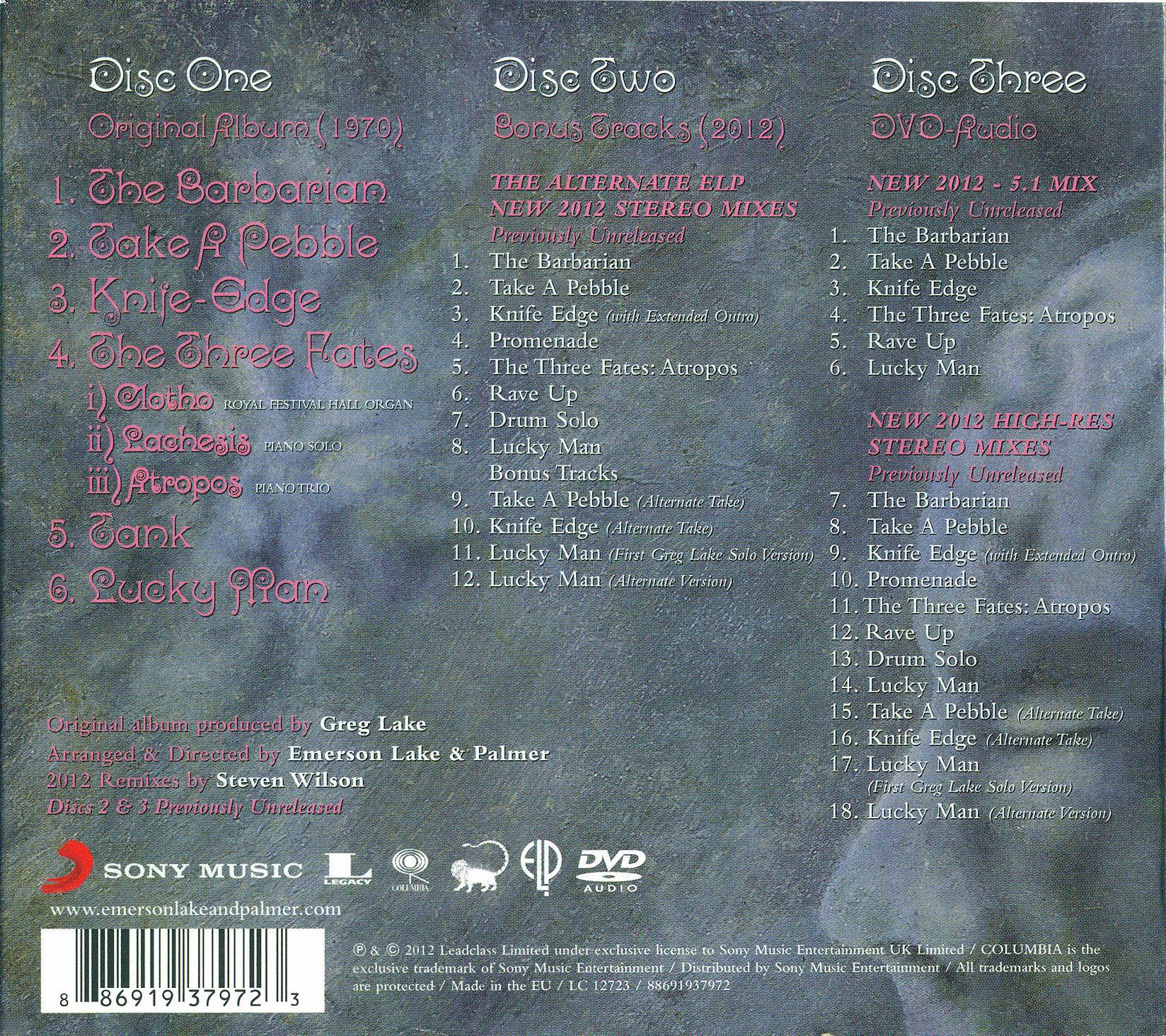 Emerson, Lake and Palmer Emerson, Lake and Palmer 2cd : Back